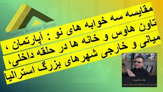 سه خوابه :کدامیک؟ آپارتمان، تاون هاوس وخانه در حلقه داخلی، میانی وخارجی شهرهای کپتال استرالیا